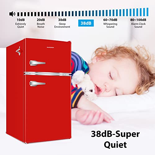 BANGSON Mini Fridge with Freezer, 3.2 CU.FT Small Refrigerator with