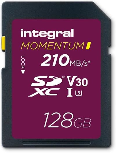 Integral Momentum I 128GB SDXC Card U3 V30 210MB/s Read 180MB/s Write