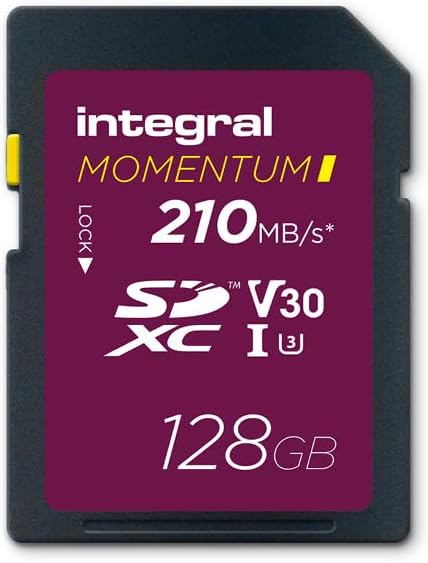 Integral Momentum I 128GB SDXC Card U3 V30 210MB/s Read 180MB/s Write