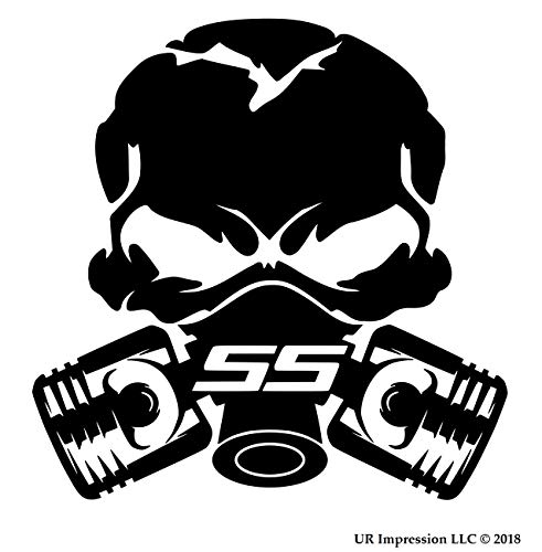 UR Impressions MBlk SS Piston Gas Mask Skull Decal Vinyl Sticker Graphics for Cars Trucks SUV Vans Walls Windows Laptop|Matte Black|5.5 Inch|UR691-MB