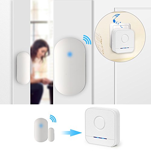 Home Security Expandable Wireless Door Open Chime Door Entry Alarm With Operating in Range 600 feet/52 chimes/ 2 Magnetic Door Chime Sensor & 2 Plug-in Receivers - Thumbnail 2