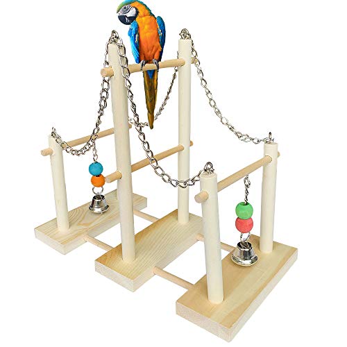 PINVNBY Parrot Playground Birdcage Play Stand Bird Play Gym Wooden Parakeet Perch Playpen for Conure Cockatoo Cockatiel Lovebirds Budgie