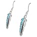 Genuine Turquoise & Gemstones Feather Earrings in Sterling Silver 925 (Turquoise)