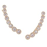 Humble Chic Women's Shooting Star Crawlers - Graduated CZ Ear Cuff Stud Climber Earrings