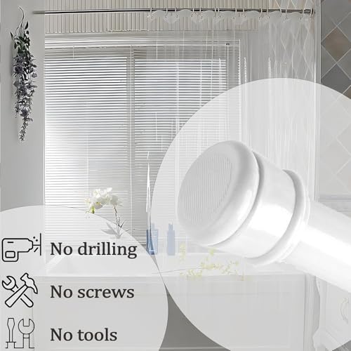 Extendable Pressure Curtain Pole Shower Rod Pressure Curtain Rod for Pressure Curtain Rod for Bathroom Windows White 190 – 410 cm Diameter 32 mm