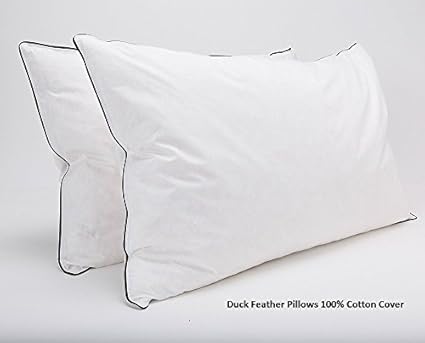 New Duck Feather Pair Of Pillows 100 Feather Proof Cotton Cover
