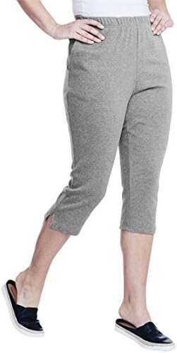 Roamans Women's Plus Size Soft Knit Capri Pant Pull On Elastic Waist