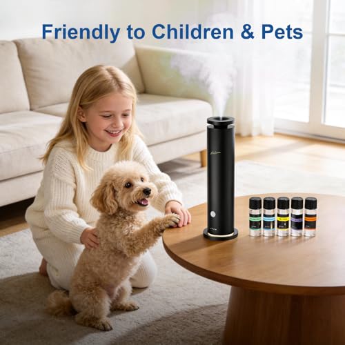 NoxLumina Waterless Scent Diffuser Starter Kit with 5 Essential Oils, Luxury Hotel-Class 1500 Sq Ft Cover Aromatherapy Diffuser Oil Machine, 6 Mist 4.06Oz Air Diffusers for Home Large Room Hotel SPA