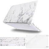 MOSISO MacBook Pro 13 inch Case 2019 2018 2017 2016 Release A2159 A1989 A1706 A1708, Plastic Pattern Hard Shell & Keyboard Cover & Screen Protector Compatible with MacBook Pro 13, White Marble
