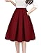 Tandisk Women's Vintage A-line Printed Pleated Flared Midi Skirt with Pockets