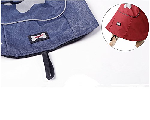 Waterproof Winter Coat Fleece Lined Warm Dog Sports Jacket with Harness Hole & Reflective Strips by DELIFUR (XXL, Blue)
