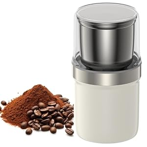 BESROY コーヒーミル 電動 カッター 粉末 ひき機 水洗い可能 豆挽き（ホワイト）