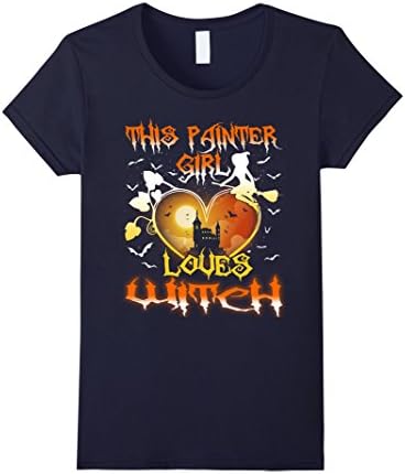 Womens This Painter Girl Loves Witch Halloween Costumes T-Shirt Medium Navy