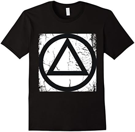Mens Distressed AA Symbol Alcoholics Anonymous Large Black