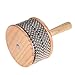 Muslady Wooden Cabasa Percussion Musical Instrument Metal Beaded Chain & Cylinder Pop Hand Shaker for Classroom Band Medium Size