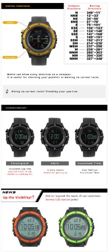 LAD-WEATHER Altimeter Barometer Compass Sensor Watch Thermometer Weather Monitor Climbing Trekking Camping Hiking Outdoor Sports Watches - Thumbnail 4