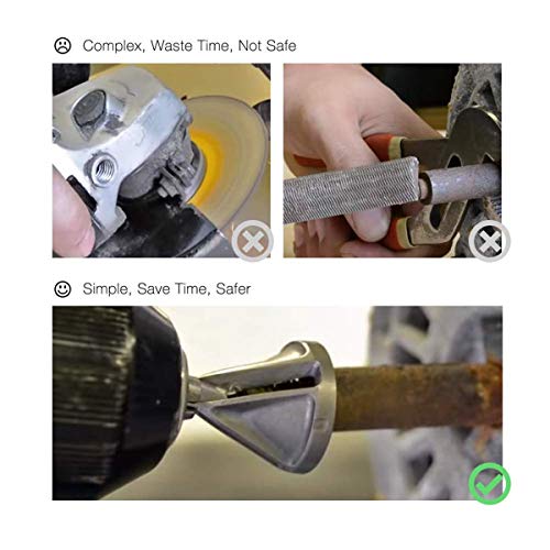 Deburring Tool for External Bevel Screws, 2 Piece Burr Remove Tool, Drill Accessories, Deburring External Bevel Tool for Metal Outside Diameter (Silver) - Thumbnail 3