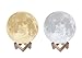 KUNGKEN Rechargeable 3D Printing Moon Lamp Premium Touch Control Luna Night Light Dimmable 2 Colors LED Mood Lamp with Magnetic Wooden Mount 8.67IN