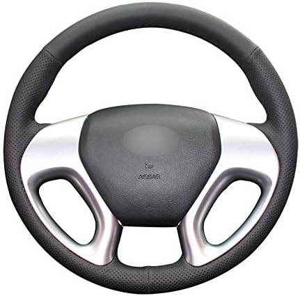 DBBXYQ Black Leather Car Steering Wheel Cover,For Hyundai ix35 2011 2015,For Tucson 2 2010 2011 2012 2013 2014 2015