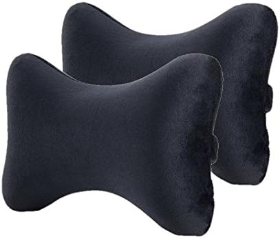 Bookishbuny 2 Packs Dog Bone Shaped Travel Neck Pillows Microbead Micro Beads Car Bus Truck Driving Comfort Head Rest Support (Black)