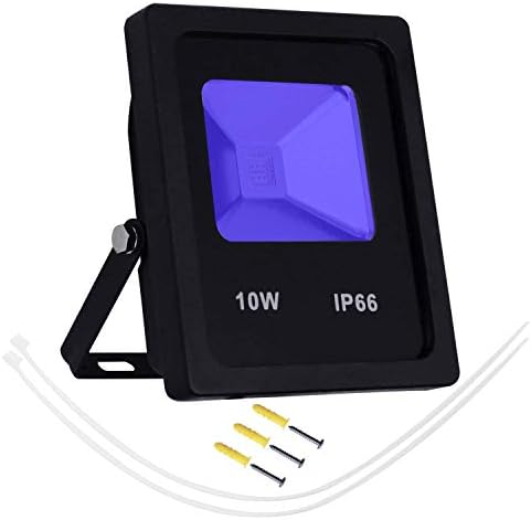 10W Outdoor UV LED Black Light ,High Power UV Ultraviolet Blacklight for Parties,Curing, Glue, Blacklight, Fishing, Aquarium,Fluorescent Paint with US Plug,85V-265V AC, IP66 Waterproof