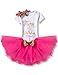 NNJXD Girl Newborn It's My 1st Birthday 3 Pcs Outfits Romper+Skirt+Headband Size (1) 1 Years Rose