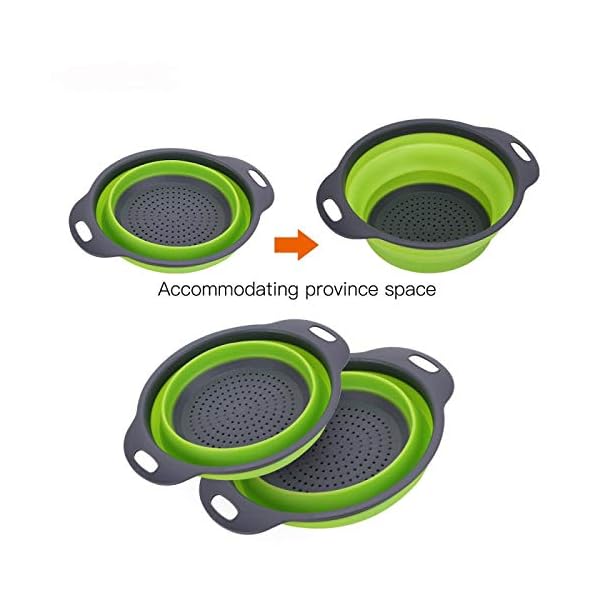 YCYM-Direct-Set-of-2-Collapsible-Colander-with-Handle-Folding-ColanderSilicone-Colander-for-Kitchen-Strainer-Space-Saver-2-SizeRed YCYM-Direct Set of 2 Collapsible Colander with Handle Folding Colander,Silicone Colander for Kitchen Strainer Space…