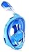Octobermoon Original 180°Full view Panoramic Snorkel Mask-Full Face snorkeling Design.with anti-fog anti-leak Technology,See More water world Larger Viewing Area (XS Blue)