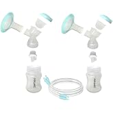 Zomee Double Breast Shield Kit Replacement Set for Z2 Size 24mm Includes; Breast Sheild Body, Diaphragms, Duckbill Valves, Tubes and Adapters &amp; Storage Bottles