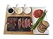 Cooking Stone - Complete Set Lava Hot Steak Stone Plate and Cold Lava Rock Hibachi Grilling Stone w Ceramic Side Dishes and Bamboo Platter