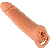 QuenchJoy Pennis Extender with Cock Ring Male Masturbator Sex Toys Cock Sleeve Realistic Pocket Pussy Adult Toys for Couples Men Women