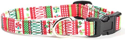 Ruff Roxy Christmas Collection 2016, Handmade Fabric Dog Collars (Gingerbread Stripes, XS)