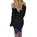 YunJey Womens Cold Open Shoulder Loose Knitted Sweater Top Blouse