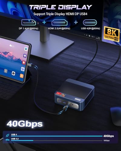 BOSGAME P3 Mix Mini PC Windows 11 Pro AMD Ryzen 5 7640HS fino a 5,0 GHz, 16 GB DDR5 512 GB SSD Mini Computer| Triplo Display 4K HDMI DP USB4, Dual LAN 2.5G, WiFi 6E, Bluetooth 5.2 per Home e Ufficio