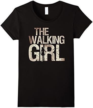 Womens Walking Girl Shirt Zombie Woman Teen Kid Mother's Day Tee Medium Black