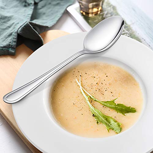 LIANYU Dinner Spoons Set of 12, Stainless Steel Flatware Silverware Table Spoon, Mirror Finish, Dishwasher Safe