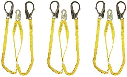 Guardian Fall Protection 11203 IS-72-2R 6-Foot Double Leg Internal Shock Lanyard with Rebar Hook (Pack of 3)