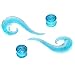 0 Gauge Glow in the Dark Teardrop Glass Spiral Taper (8mm) - 4 Pieces