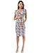 PattyBoutik Mama V Neck Maternity Print Dress (Pattern 7: Coral, Black and Whit Medium)