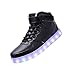 Black 7 Colors Women Men High Top USB Charging LED light Shoes Flashing Sneakers 44