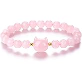 CrystalTears Crystal Cat Bracelet for Women Men 8mm Crystal Stone Bead Bracelets Protection Healing Crystals Gemstones Stretch Bracelet Good Luck Bracelet Jewelry Cat Gifts for Mom Women