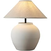 Farmhouse Table Lamps Black 18.8" Tall Ceramic Table Lamp Rustic Southwestern Clay Pot Ceramic Lampshade with Fabric Shade Be