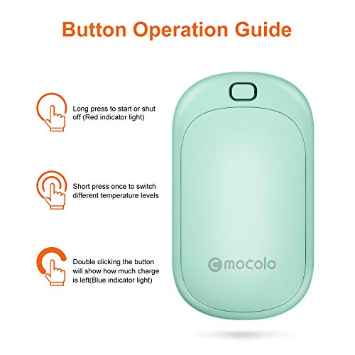 Mocolo 5200mAh Hand Warmers Rechargeable Reusable, 4 Temperature Levels Electric USB Pocket Hand Warmer Power Bank, Fit for Raynaud's and Arthritis Sufferers, Best Winter Gifts for Family and Friends