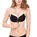 Women Strapless Bra Self Adhesive Wing Shape Silicone Invisible Push-up Bra Black Cup B