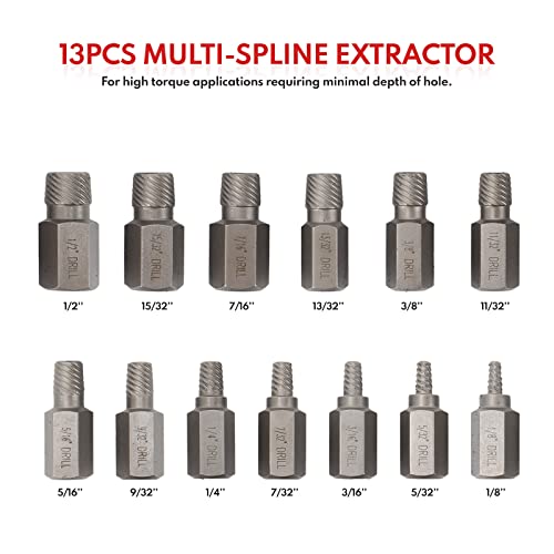 TOMMARS 35PCS Bolt and Screw Extractor Set incl. Drill Bit Kit Multi