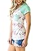 HOTAPEI Women Casual Floral Print Short Sleeve Pocket T Shirt Blouse Tops Green XL