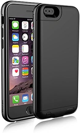 Only 3.8mm world's thinnest iPhone 6 6s Battery Case - Ultra Slim Extended Battery Case, Portable Charger with Polymer Battery 2400mAh Capacity for Fast Recharge--Black