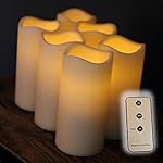 Set of 6 Outdoor 3x6 Waterproof Resin Candles with Timer and Remote and C Batteries Included