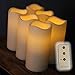 Enchanted Spaces Set of 6 Outdoor 3x6 Waterproof Resin Flickering LED Flameless Battery Candles with Timer and Remote and C Batteries Included