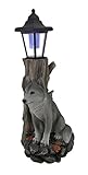 Zeckos Watchful Wolf Sculptural Solar Lantern Statue